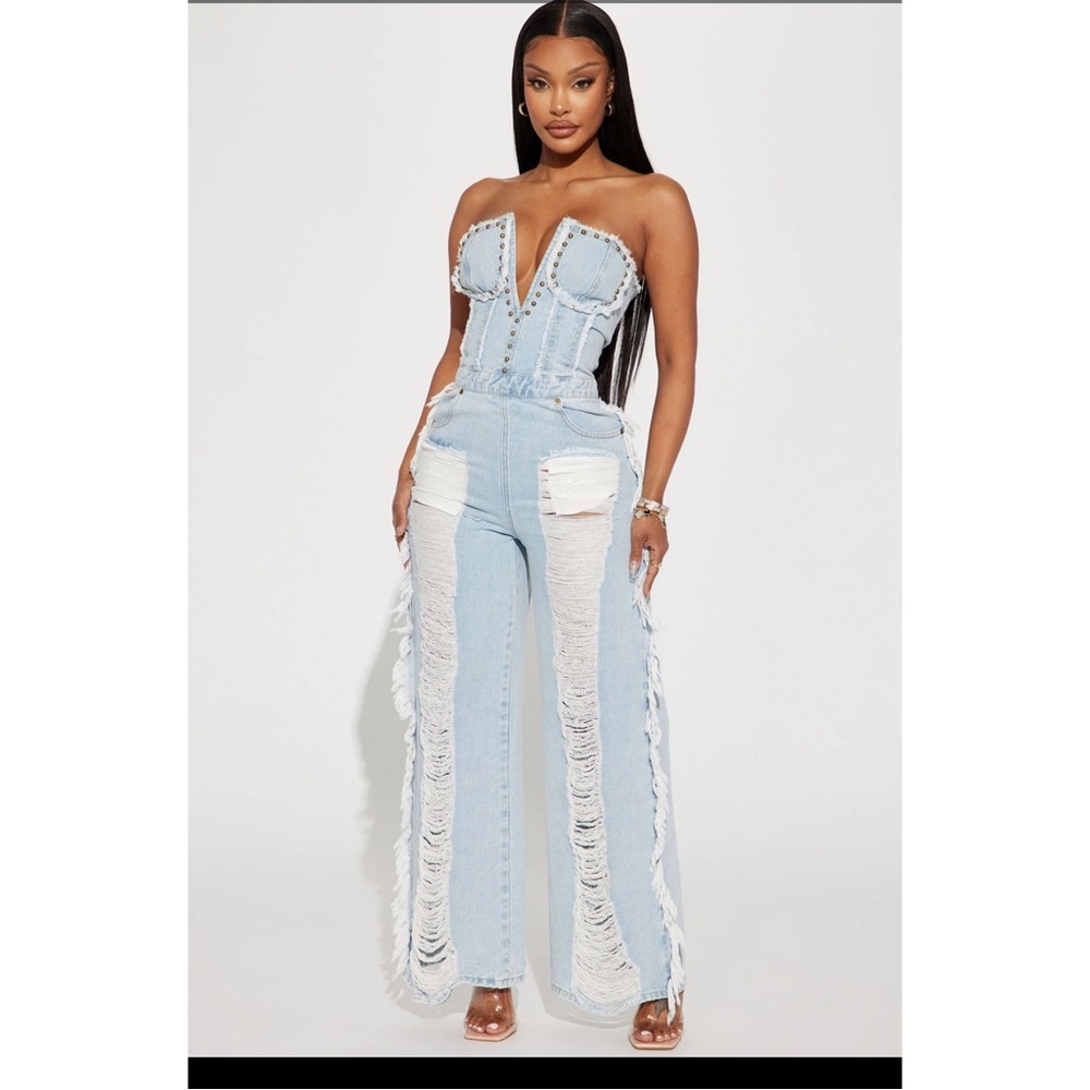 FN’s “Demi Distressed” Denim Jumpsuit